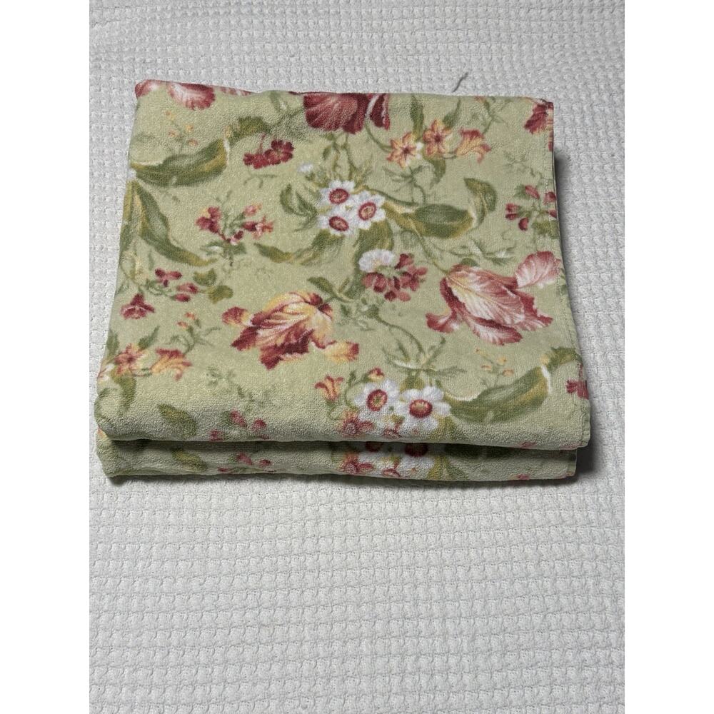 The Royal Company by Karsten Floral Pink Green Towel Set 27x50 100% Cotton